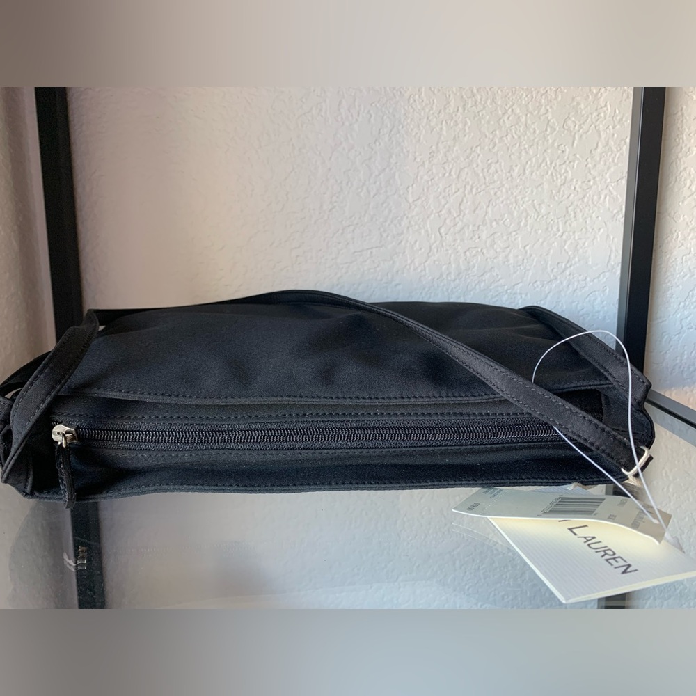 NWT Vintage Ralph Lauren Black Nylon Shoulder Bag Purse Classic Everyday Handbag - Picture 5 of 14